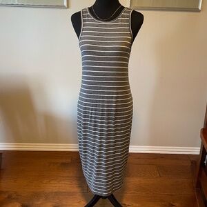 Grey/White striped midi dress by Marine Layer, size L